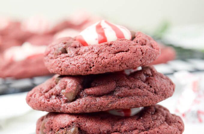 Peppermint Red Velvet Kiss Cookies